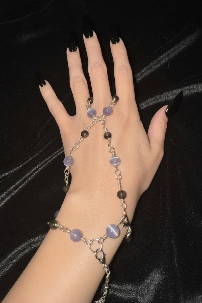 The Stormlit Veil | Gothic Hand Chain Bracelet