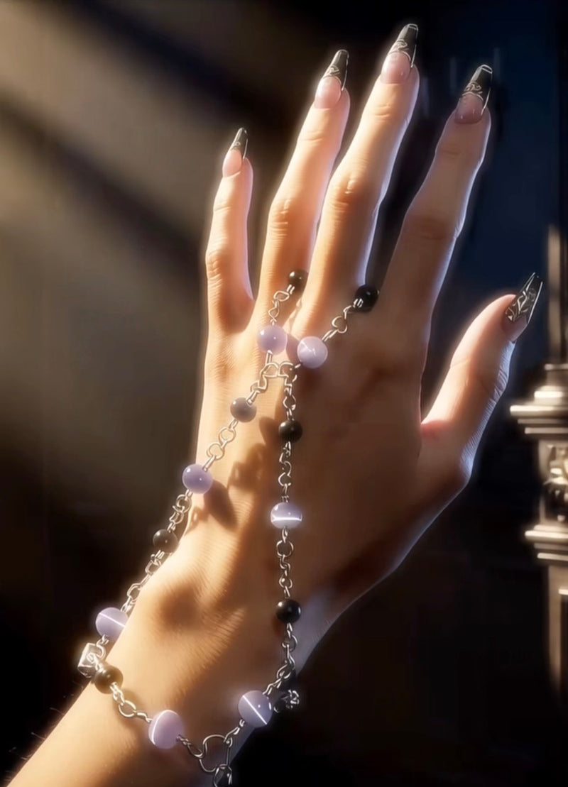 The Stormlit Veil | Gothic Hand Chain Bracelet