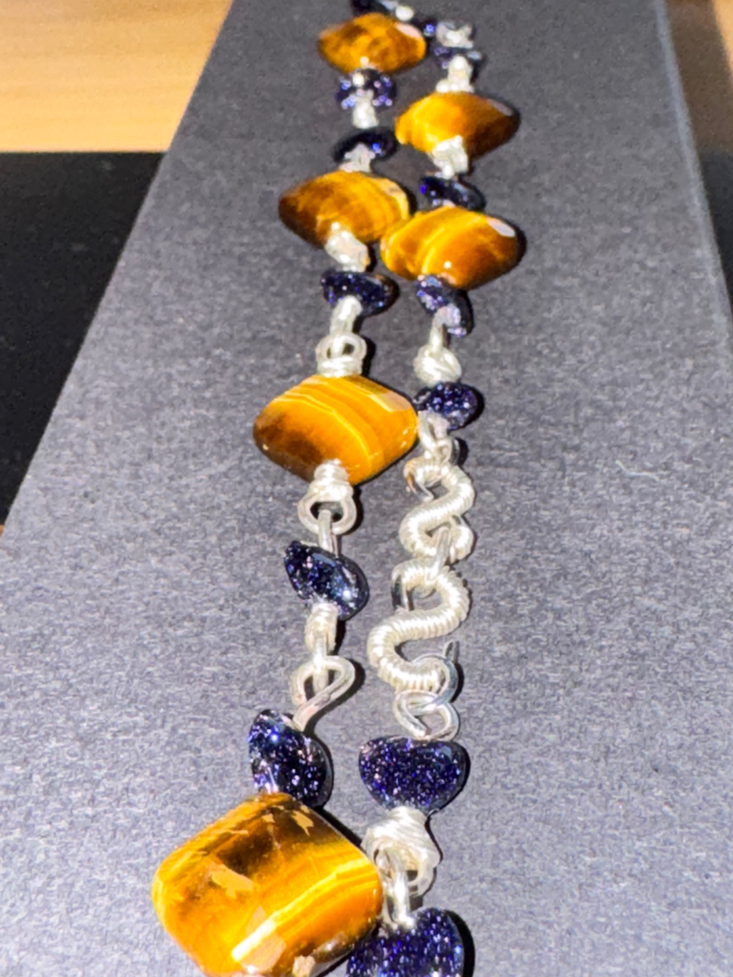Faceted Tiger's Eye Goldstone Choker Necklace