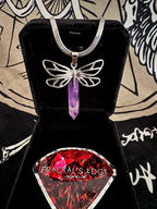 Amethyst Dragongly Crystal Point Necklace - Fractal’s Edge Jewels