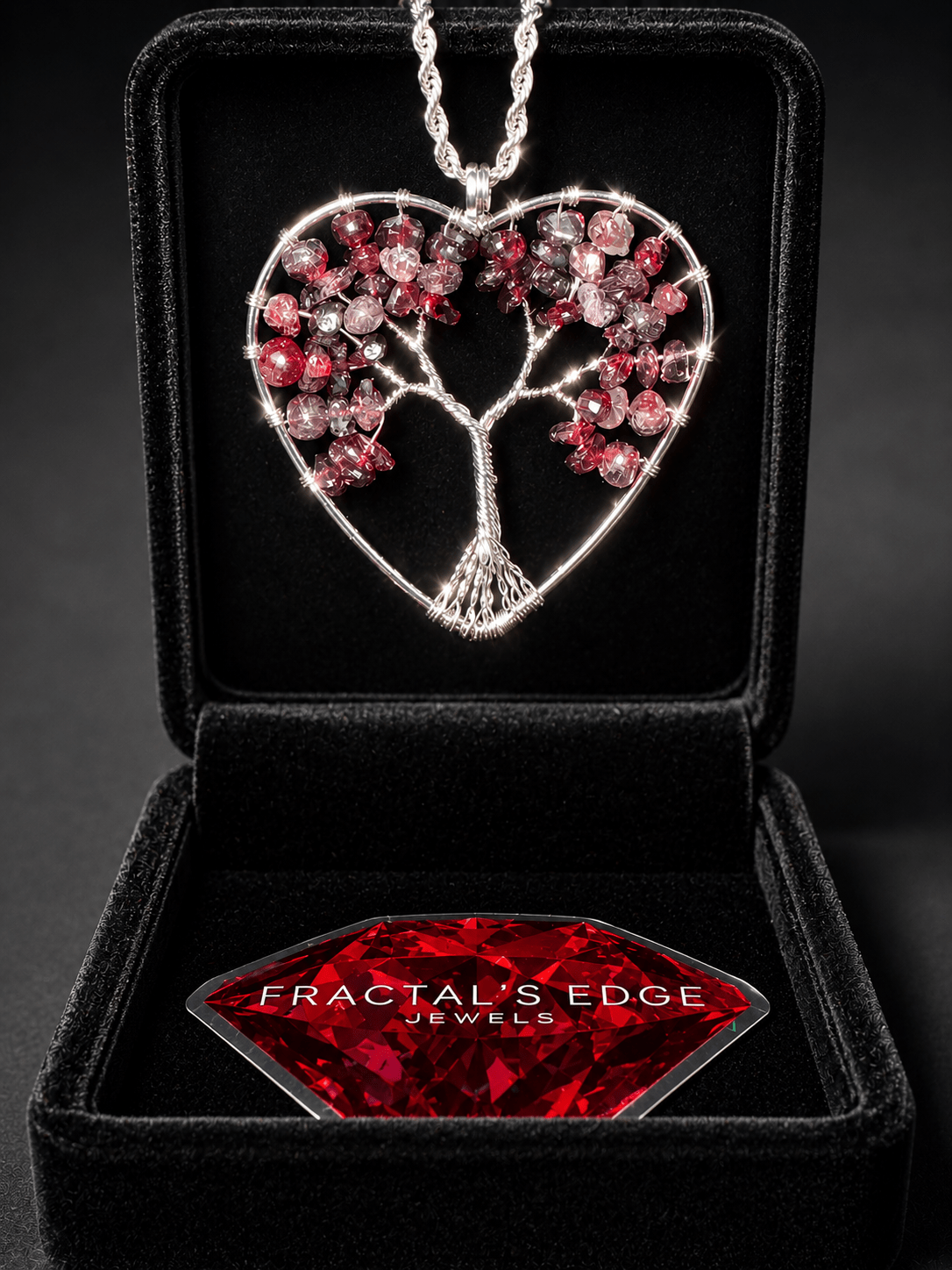 Crystalline Roots garnet or quartz crystal tree of life wire wrapped pendant necklace – Fractal's Edge Jewels