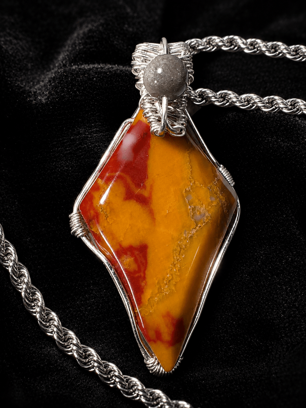 Diamond Point · Red Agate Wire Wrapped Pendant Necklace - Fractal’s Edge Jewels