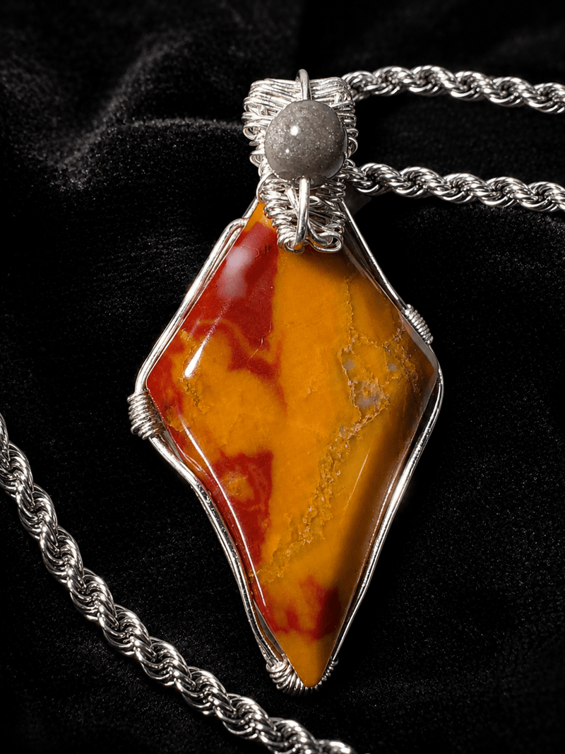 Diamond Point · Red Agate Wire Wrapped Pendant Necklace - Fractal’s Edge Jewels
