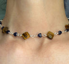 Faceted Tiger's Eye Goldstone Choker Necklace - Fractal’s Edge Jewels