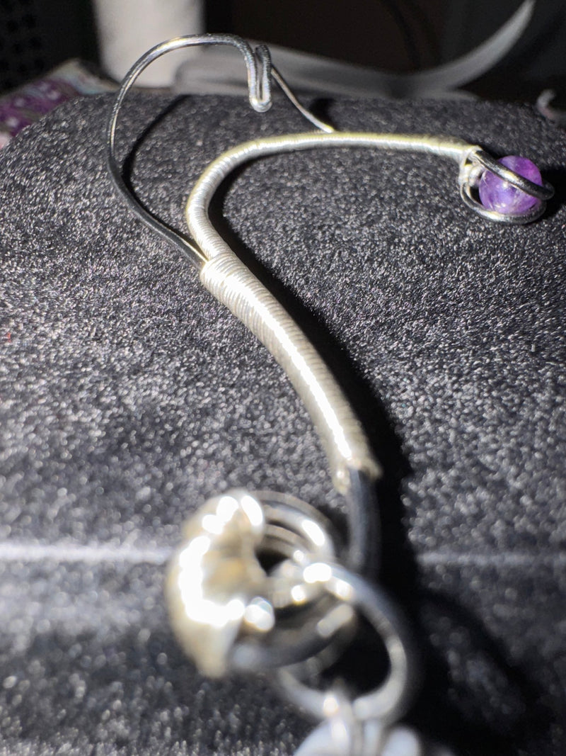 Faux Cartilage Piercing | Wire Wrapped Ear Cuff with Spiderweb Jasper Dangles (1 piece) - Fractal’s Edge Jewels