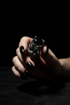 Gothic Medusa Gemstone Statement Ring | Amethyst or Rainbow Obsidian | Dark Fantasy Greek Mythology Jewelry - Fractal’s Edge Jewels