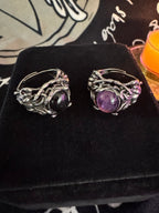 Gothic Medusa Gemstone Statement Ring | Amethyst or Rainbow Obsidian | Dark Fantasy Greek Mythology Jewelry - Fractal’s Edge Jewels