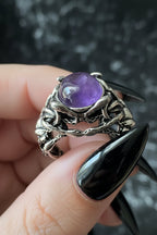 Gothic Medusa Gemstone Statement Ring | Amethyst or Rainbow Obsidian | Dark Fantasy Greek Mythology Jewelry - Fractal’s Edge Jewels