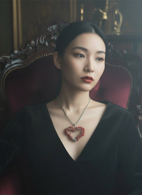 Into the Deep Red Coral Pendant Necklace - Fractal’s Edge Jewels