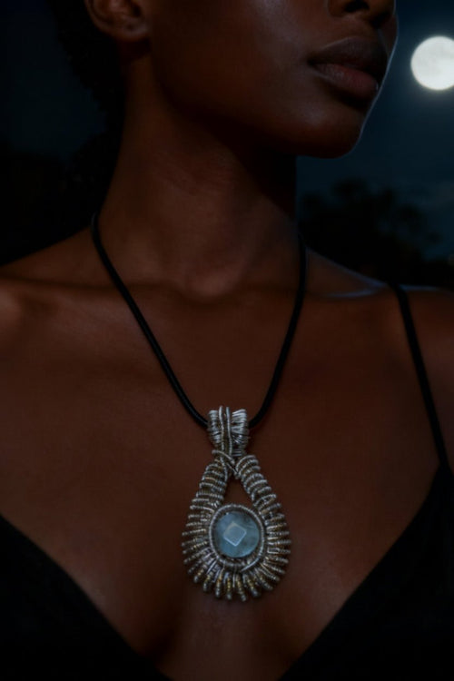 Lunar Reverie Reversible Moonstone Pendant Necklace - Fractal’s Edge Jewels