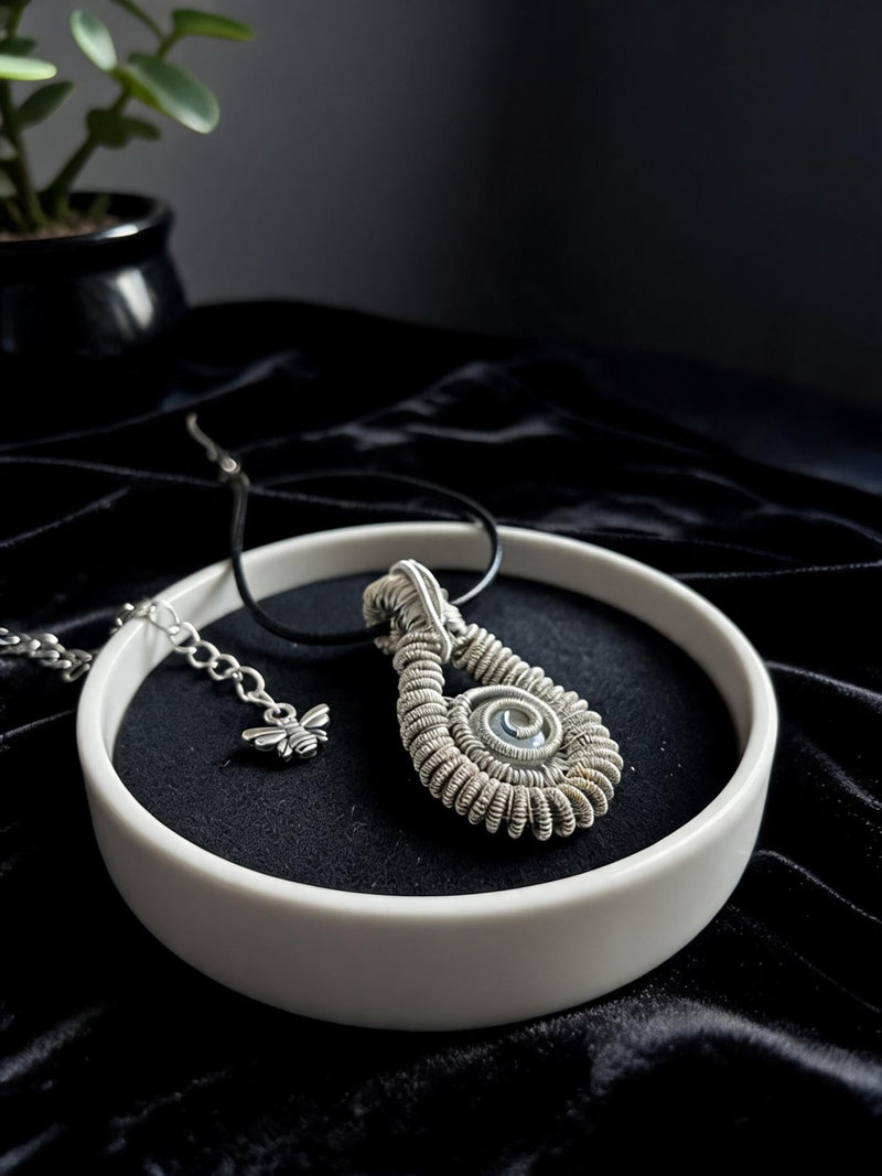 Lunar Reverie | Reversible Moonstone Wire Wrapped Pendant Necklace - Fractal’s Edge Jewels