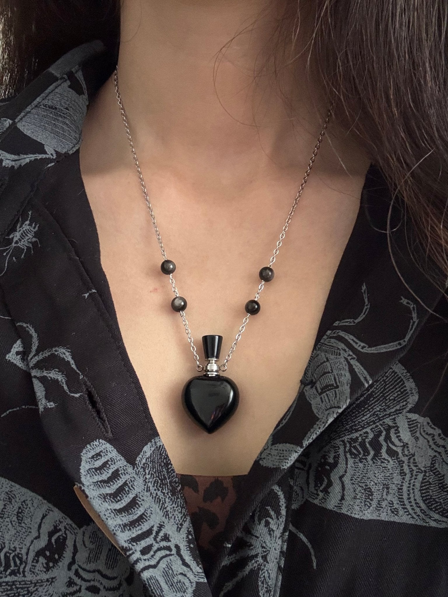 Obsidian Mystery Reservoir | Gothic Miniature Vessel Pendant Necklace - Fractal’s Edge Jewels