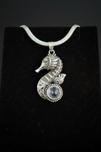 Poseidon’s Mechanism | Steampunk Seahorse Whimsical Quartz Necklace - Fractal’s Edge Jewels