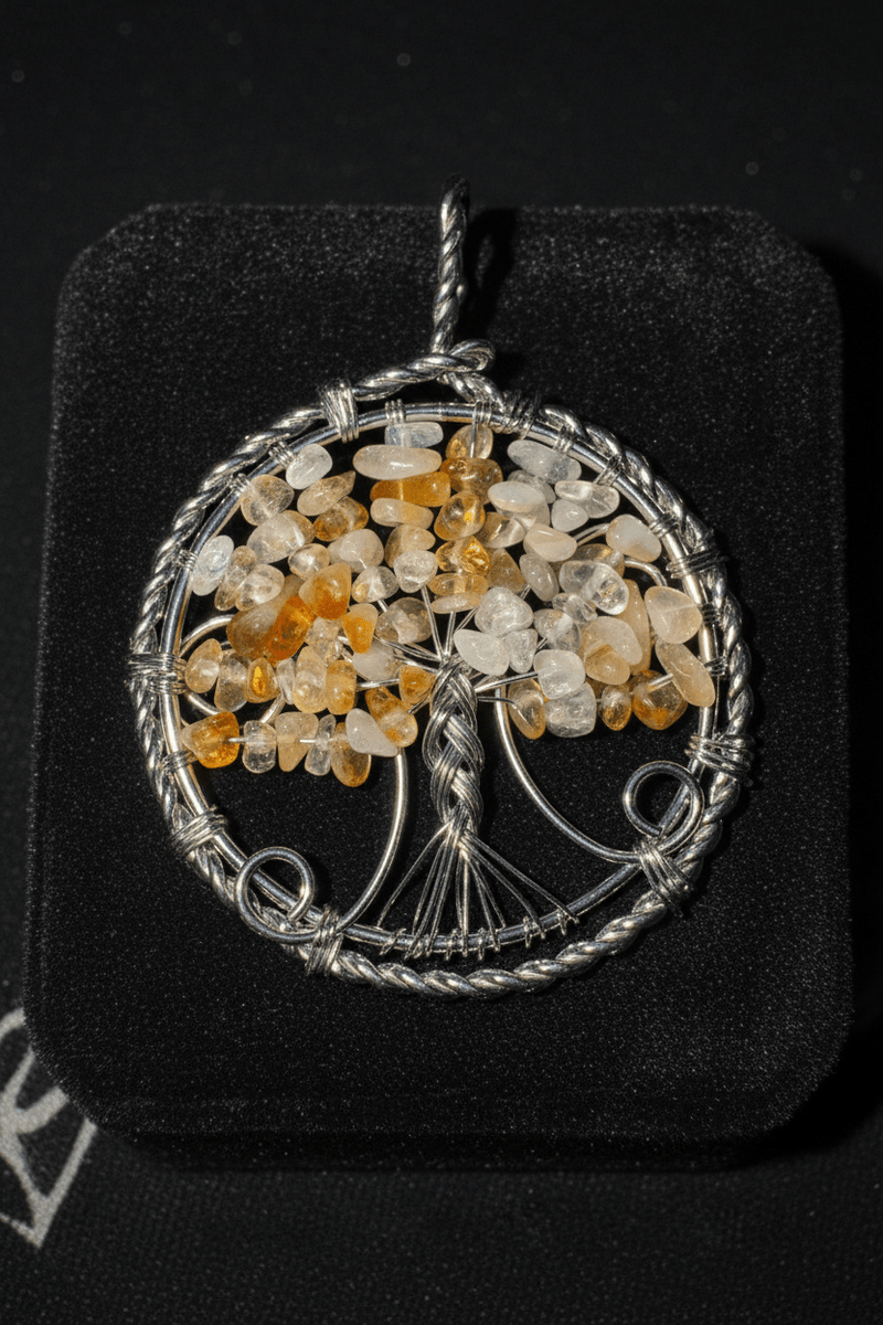 Royal Tangerine Quartz Tree of Life Wire Wrapped Large Pendant - Fractal’s Edge Jewels
