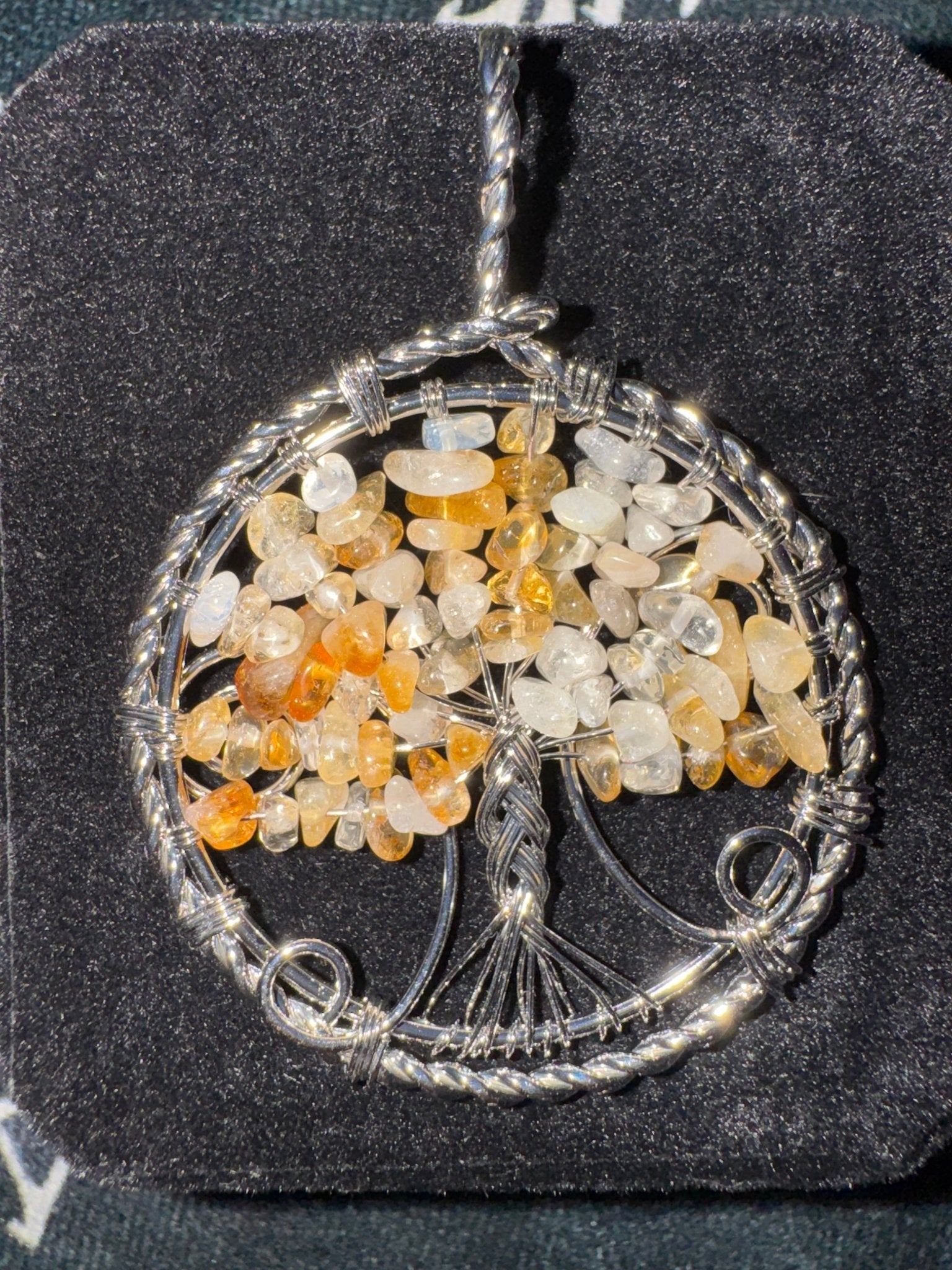 Royal Tangerine Quartz Tree of Life Wire Wrapped Large Pendant - Fractal’s Edge Jewels