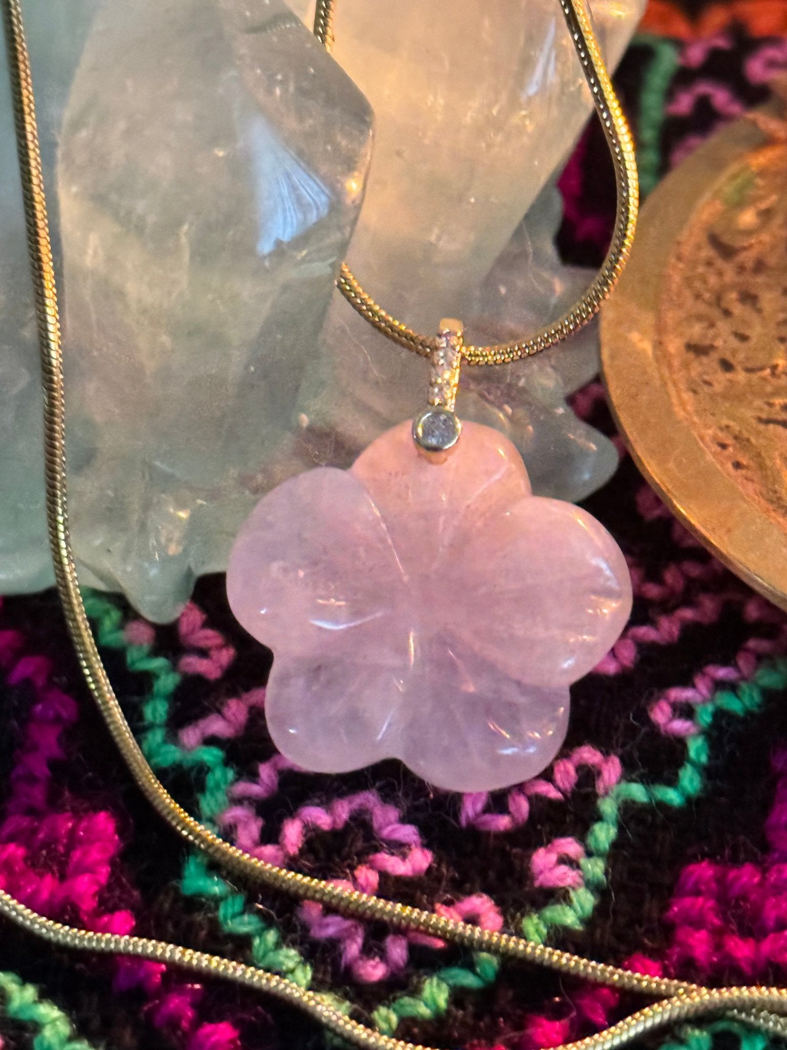 Sakura Flower Crystal Pendant Necklace - Fractal’s Edge Jewels