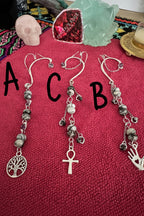Spiderweb Jasper Wire Wrapped Ear Cuff with Fake Cartilage Piercing (1 piece) - Fractal’s Edge Jewels