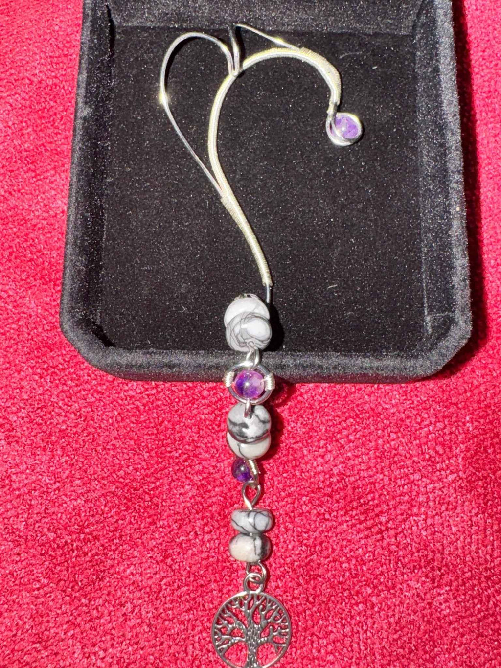 Wire wrapped faux cartilage ear cuff with spiderweb jasper – alternative no-pierce earring by Fractal's Edge Jewels