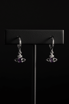 Sterling Silver S925 Amethyst Saturn Dainty Huggies| Celestial Earrings - Fractal’s Edge Jewels