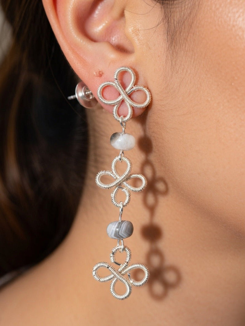 Talisman Crystal Clover Wire Wrapped Earrings - Fractal’s Edge Jewels
